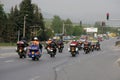 Group of motocycle riders on the road in the beginning of moto season Ã¢â¬â near by Sofia, Bulgaria, may 14, 2008